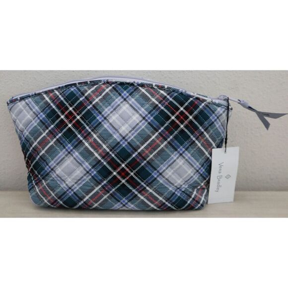 Vera Bradley 27582-17867 Womens Snowy Plaid Cotton Grand Travel Cosmetic Bag - Picture 1 of 3